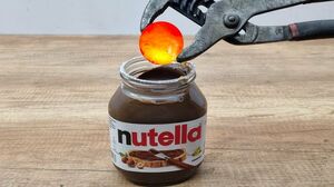 EXPERIMENT Glowing 1000 degree METAL BALL vs NUTELLA