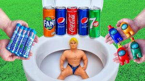 MENTOS vs Coca Cola, Pepsi, Fanta, 7UP, Stretch Armstrong, Among Us in the toilet