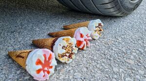 Crushing Crunchy & Soft Things by Car! EXPERIMENT CAR vs ICE CREAM CONES