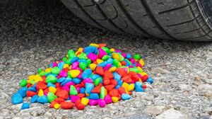 Crushing Crunchy & Soft Things by Car! EXPERIMENT CAR vs COLORED STONES