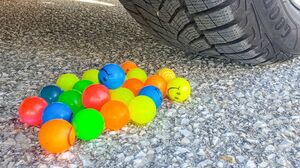 Crushing Crunchy & Soft Things by Car! EXPERIMENT CAR vs BOUNCY BALLS