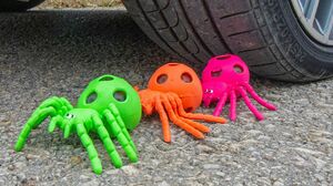 Crushing Crunchy & Soft Things by Car! EXPERIMENT CAR vs Orbeez Spiders
