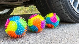Crushing Crunchy & Soft Things by Car! EXPERIMENT CAR vs Rainbow Ball!