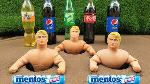 Coca Cola, Different Fanta, Pepsi,Sprite and Superheroes Armstrong vs Mentos in Big Underground