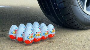 Crushing Crunchy & Soft Things by Car! EXPERIMENT: CAR VS GIANT EGG Kinder Surprise