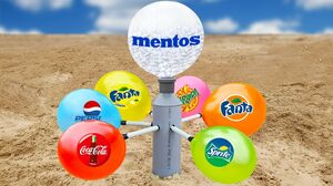 Balloons of Fanta, Pepsi, Coca-Cola, Sprite, Mirinda vs Giant Mentos Balloon