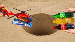 Experiment! Helicopter Mentos vs Fanta, Sprite and Coca-Cola