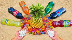 Experiment: Pineapple vs Orbeez vs Fanta, Cola, Sprite, Pepsi, Mirinda vs Mentos Underground