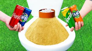 Experiment: Volcano Coca-Cola, Fanta, Sprite, Pepsi and Mentos in the Toilet