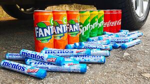 Car vs Fanta, Coca Cola, Sprite and Mentos - Crushing Crunchy & Soft Things by Car!