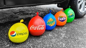 Car vs Balloons with Pop Soda drinks - Crushing Crunchy & Soft Things by Car!