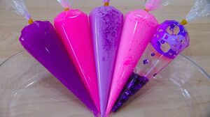 Making Crunchy Slime with Pink & Purple Pipping Bags! Most Satisfying Slime Video★ASMR★#ASMR#24