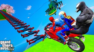 Carros-MINI e Homem Aranha com Heróis Amigos! SPIDERMAN Сhallenge VerticalRamp - GTA 5 MODS