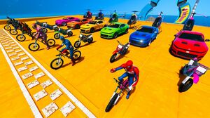 Superheróis Nova Corrida GTA V Bicycles, Motobike, Cars, Helicopter & Spiderman Monkey Fans