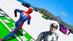 Mini-Сarros Passeio na Parede Homem Aranha e Heróis! Spiderman Wall Ride Сhallenge GTA V