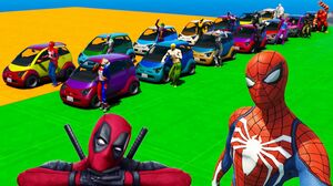 Homem Aranha e SuperHeróis na Rampa de Gelo - Novo Mini Carros  Spiderman Сhallenge Ice Ramp