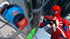 Heróis com Carros High Ramp! Spiderman and Friends awesome challenge GTA 5 MODs