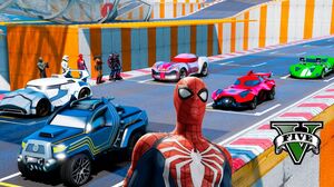 CARROS Hot Wheels com Super Heróis na Mega Rampa GTA V Mods