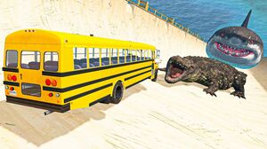 BeamNG Drive Stunts a crazy long jump challenge by school bus, cars & trucks [BEAMNG MODS]