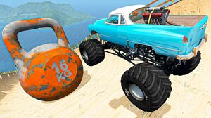 BeamNG Drive - Car Jumps & Falls Into Giant Ramp Over Water | Random Vehicles Crashes Compilation