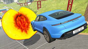Huge Ramp Insane Jumping over Giant Peach - BeamNG.Drive Cars Jumps and Crashes Compilation