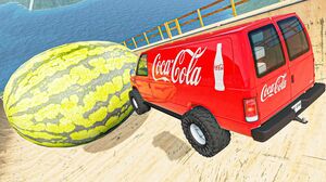 Crazy Vehicles Jumps Over Watermelon in Giant Ramp | BeamNG Drive Cars Crashes Compilation