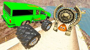BeamNG Drive Cars Crazy Jumps and Crashes Over Skull Gate in Giant Ramp | Vehicles Total Destruction