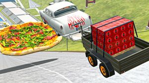 BeamNG Drive Cars with Load Trailers Crazy Jumps and Crashes Over Pizza on Giant Ramp | Good Cat