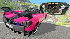 Crazy Vehicle Huge Jumps Over Race Steering Wheel Lamborghini Essenza - BeamNG.drive Cars Crashes