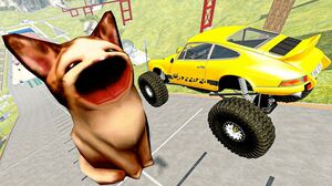 BeamNG Drive Fun Madness - Crazy Vehicle High Speed Jumping Over Pop Cat | Cars Crashes Compilation