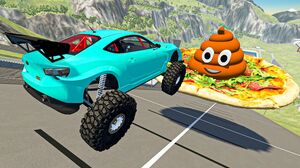 BeamNG Drive Fun Madness - Crazy Cars Jumping Over Poop On Pizza | Random Cars Crashes Compilation