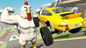 Crazy Cars Jumping Over Strong Chicken | BeamNG Drive Satisfying Cars Crashes & Fails Compilation