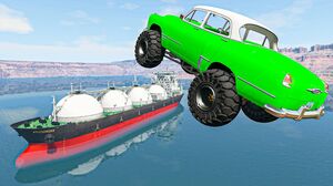 Crazy Cars Jumping Over Gas Carrier Ship In Flooded Utah - BeamNG Drive Fun Madness Cars Crashes