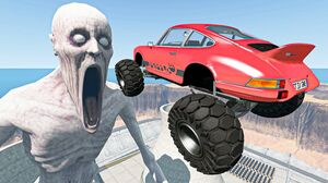 BeamNG Drive Game - Cars Ramp Jumps & Crashes Over Monsters On Exploded Nuclear Power Station