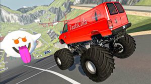 BeamNG Drive - Cars With Incredible Suspension & Wheels High Speed Jumping And Crashing Down