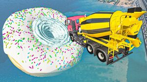 BeamNG Drive Fun Madness - Incredible Jumping Cars Into Donut With Whirlpool | Cars Crashes Game