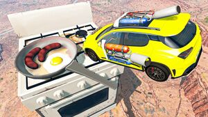 ПРИКОЛЫ BeamNG Drive - Машины горят на газовой плите Смотреть новые серии аварии машины мультик игра