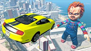 Beamng Drive - High Speed Car Jumps Over Massive Chucky Doll | Good Cat