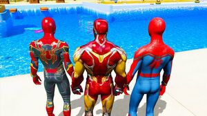 GTA 5 - Water Slide Challenge in Aquapark ( Spiderman, Iron Man, Hulk, Thor Gameplay GTA 5 )