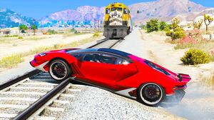 CARS VS TRAIN In GTA 5