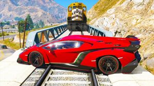 Super Cars vs Train - GTA 5