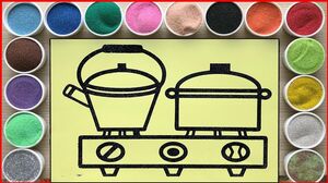 TÔ MÀU TRANH CÁT ĐỒ DÙNG NHÀ BẾP - Colored sand painting kitchen utensils (Chim Xinh channel)