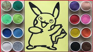 TÔ MÀU TRANH CÁT POKEMON PIKACHU VÀNG PHÓNG ĐIỆN - Colored sand painting pikachu pokemon (Chim Xinh)