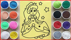 Tô màu tranh cát công chúa yêu kiều váy hồng - Sand painting princess lovely (Chim Xinh)