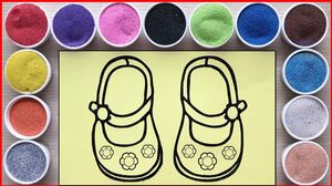Tô màu tranh cát đôi giày búp bê xinh xắn - Sand painting doll shoes so cute (Chim Xinh)