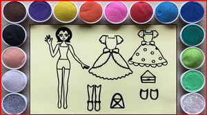Tô màu tranh cát búp bê thay quần áo và giày dép - Sand painting dolly dressing (Chim Xinh)
