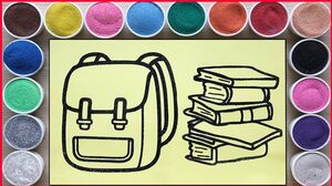 TRANH CÁT CHIẾC CẶP VÀ SÁCH VỞ ĐI HỌC - Học tô màu - Sand painting bag school & books (Chim Xinh)