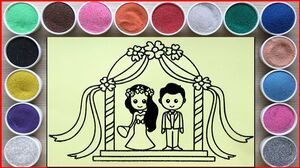 TÔ MÀU TRANH CÁT ĐÁM CƯỚI CỔ TÍCH CÔ DÂU CHÚ RỂ - Sand painting fairy wedding (Chim Xinh)