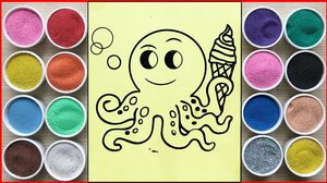 TÔ MÀU TRANH CÁT CON BẠCH TUỘC KHỔNG LỒ MÀU TÍM - Colored sand painting octopus (Chim Xinh)