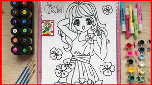 TÔ MÀU CÔNG CHÚA HỌA MI BẰNG MÀU NƯỚC SIÊU ĐẸP - Chibi princess, painting watercolors (Chim Xinh)